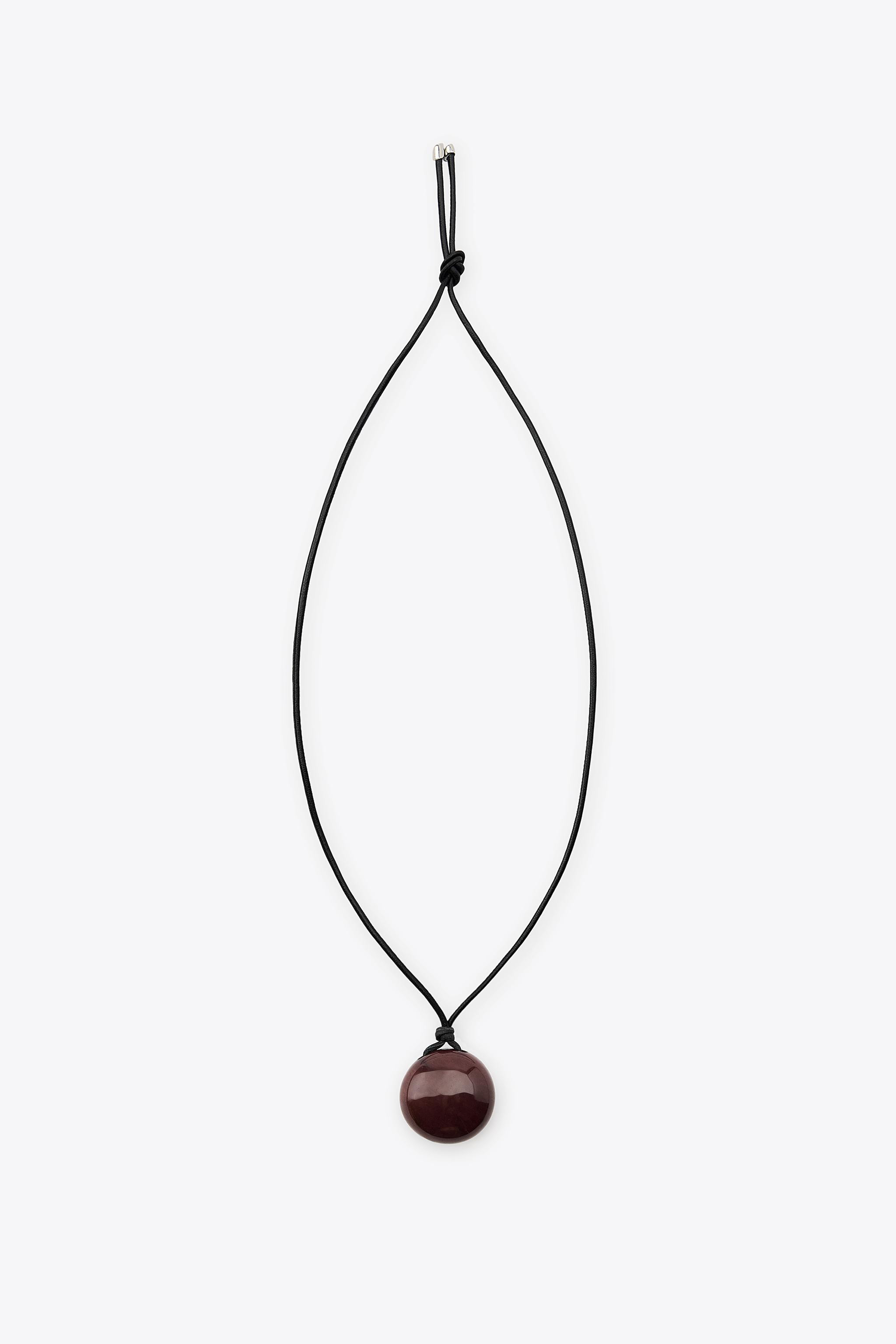 LEATHER CORD NECKLACE WITH STONE | Zara AU