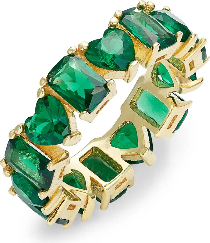 Heart & Emerald Cubic Zirconia Eternity Ring | Nordstrom