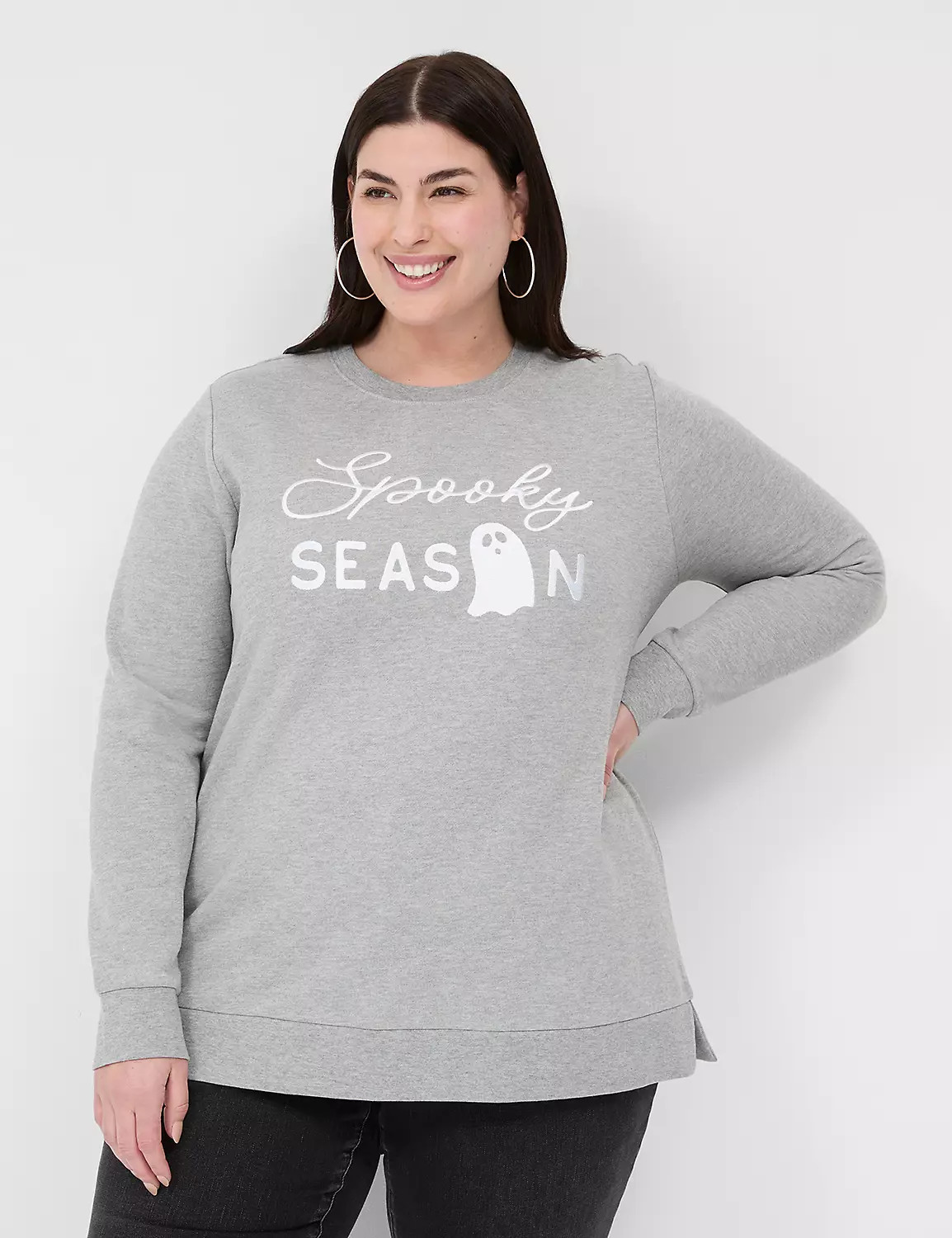 Embroidered Spooky Season Graphic Sweatshirt | Lane Bryant (US)