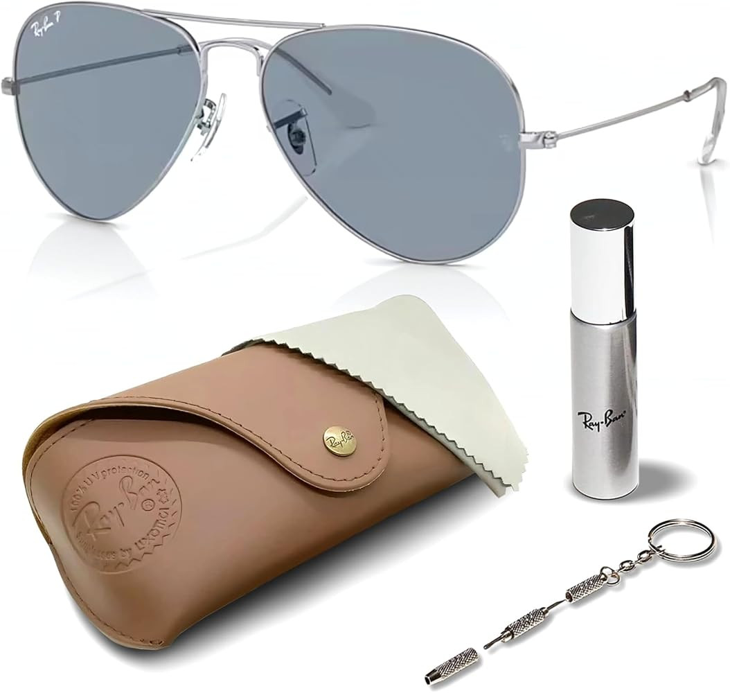 Ray-Ban RB3025 CLASSIC AVIATOR POLARIZED Sunglasses with Official Kit | Amazon (US)