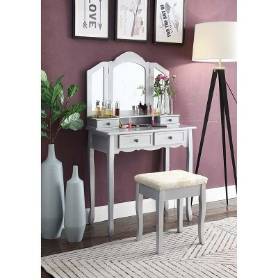 Sanlo Silver Wooden Vanity, Make Up Table and Stool Set | Target