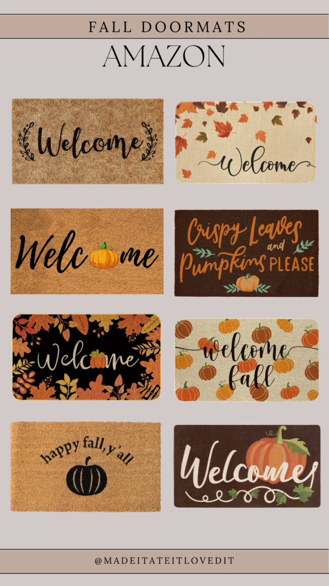 Welcome the season with stylish fall doormats from Amazon. Add a touch of autumn to your entryway with warm designs that greet guests with cozy charm.

#FallDecor #AmazonFinds #AutumnVibes #CozyHome #SeasonalDecor

#LTKHome