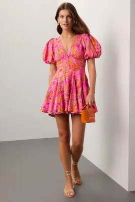 Pink Puff Sleeve Dress | Rent the Runway