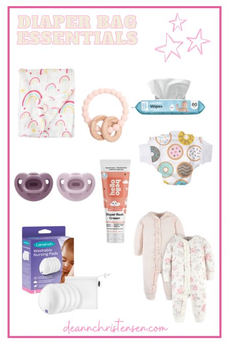 What I’ll have for baby girl - diaper bag essentials 💕 extra outfit, pacifiers, nursing pads, washable, blanket, safe diapers & wipes, diaper rash crème, teether 

#LTKitbag #LTKkids #LTKbaby