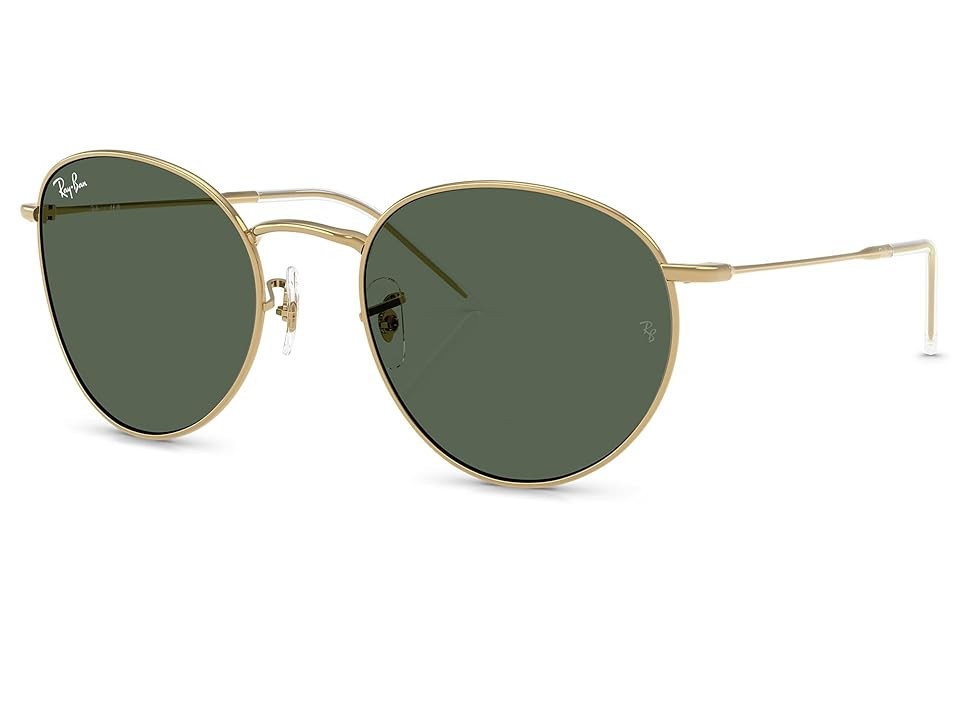 Ray-Ban 0RBR0103S Round Reverse Fashion Sunglasses Gold/Dark Green : 55mm | Zappos