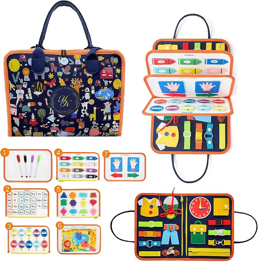 HK Busy Board - Busy Book, Sensory Toys for Toddlers 1-3, Busy Board 1 Year Old, Busy Book for To... | Amazon (US)