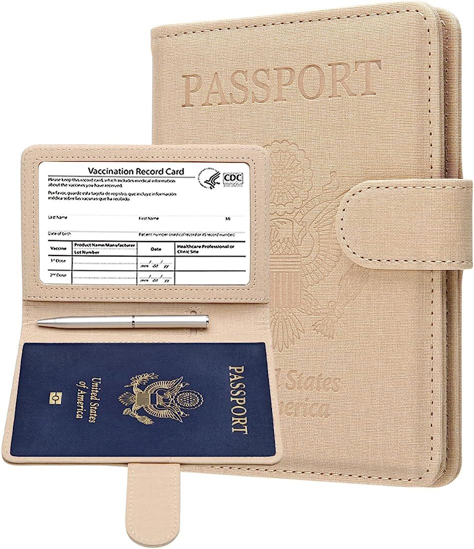 MCmolis Passport and Vaccine Card Holder Combo,RFID Blocking Leather Cover Case Travel Documents Org | Amazon (US)