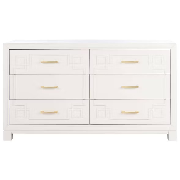 Raina 6 Drawer Dresser White/Brass - Safavieh | Target