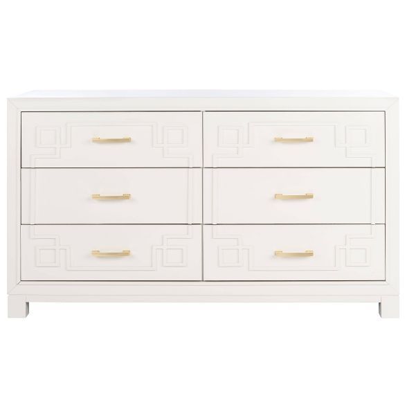 Raina 6 Drawer Dresser White/Brass - Safavieh | Target