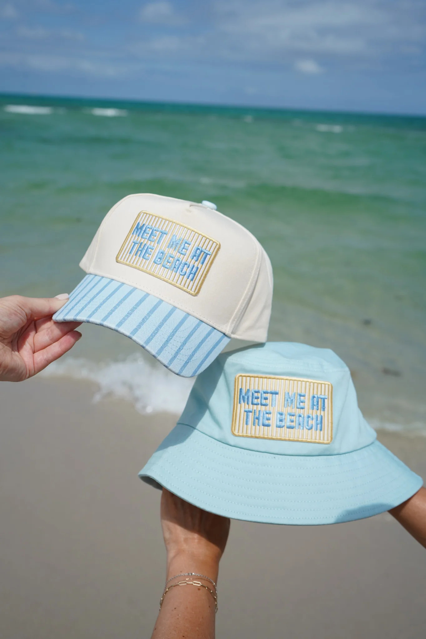 Meet Me At The Beach Yellow/Blue Hat | KenzKustomz