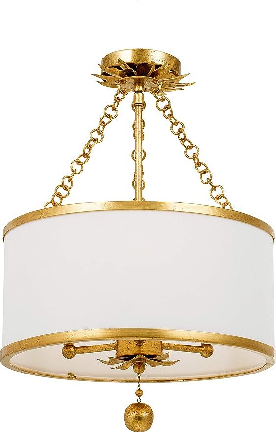 Crystorama Broche 3 Light Antique Gold Chandelier - Ceiling Light Fixture - Chandeliers for Hallw... | Amazon (US)