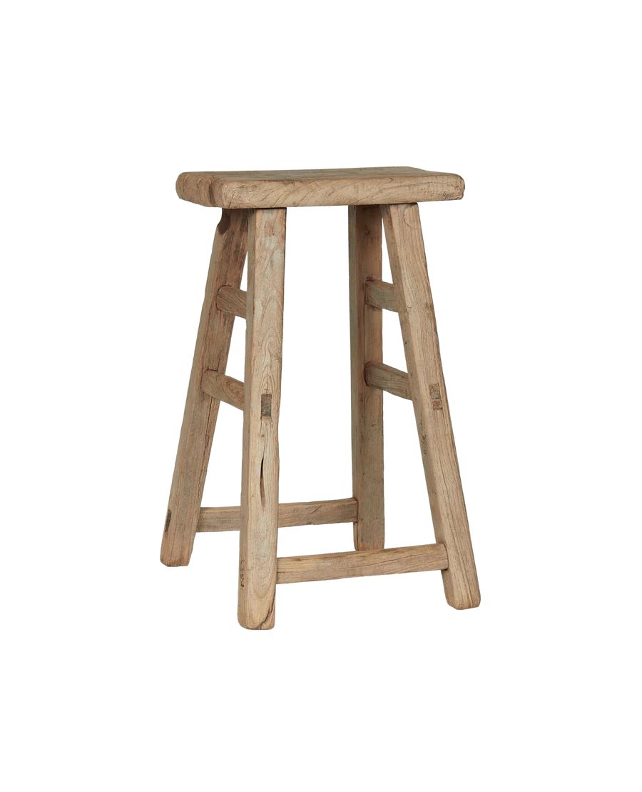 Vintage Elm Wood Stool from China | Olive Ateliers