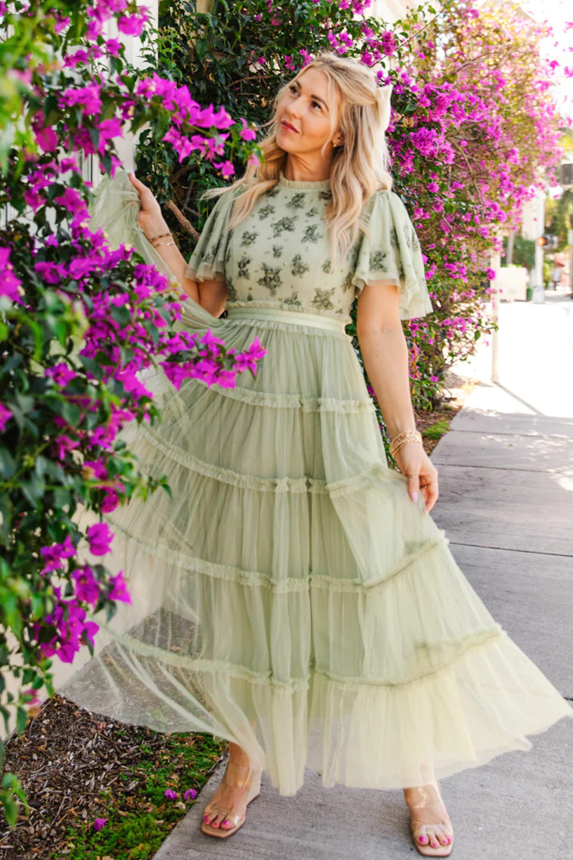 Anastasia Dress in Sage | Ivy City Co