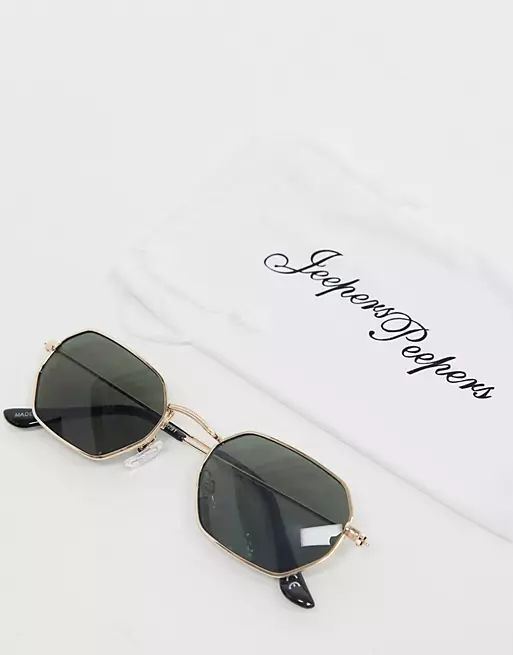 Jeepers Peepers hexagonal sunglasses in gold | ASOS | ASOS (Global)