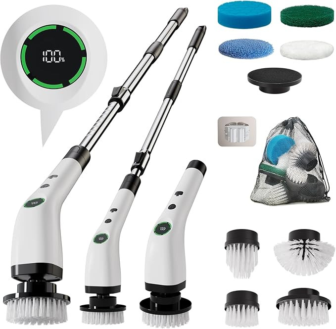 Electric Bathroom Cleaning Brush, Cordless Spin Scrubber Full Body Waterproof IPX7 with Adjustabl... | Amazon (US)
