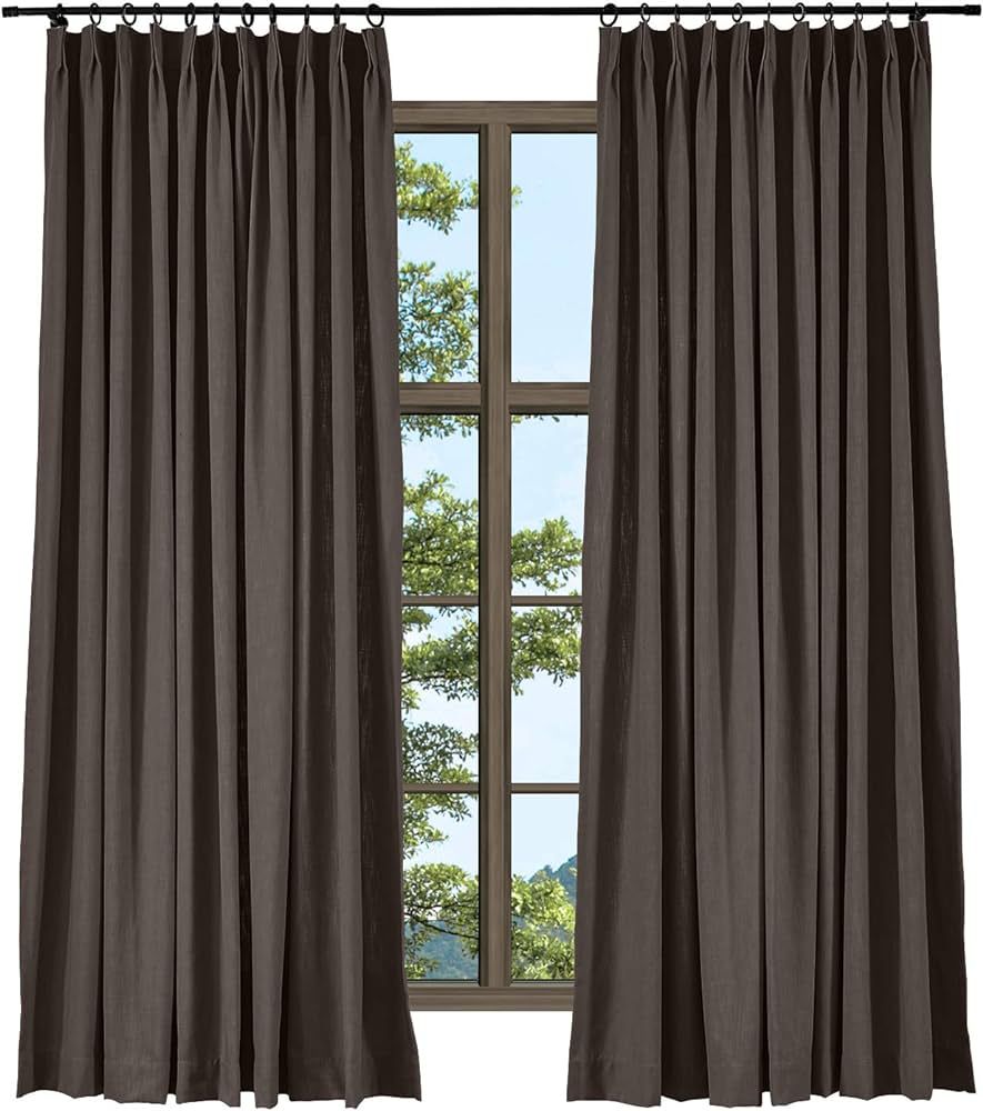 TWOPAGES Brown Pinch Pleat Drape for Traverse Rod, Unlined Room Darkening Curtain 108 Inches Long... | Amazon (US)