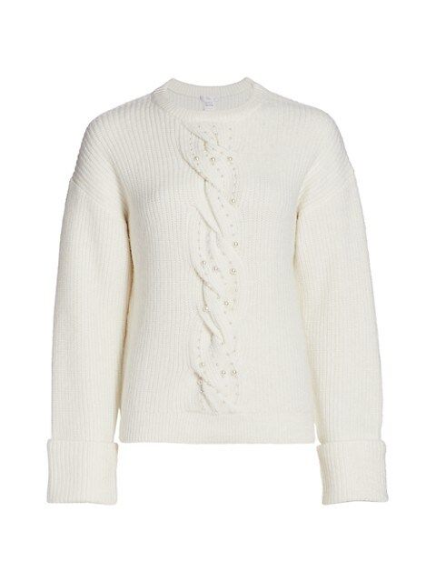 Faux Pearl Cable-Knit Sweater | Saks Fifth Avenue