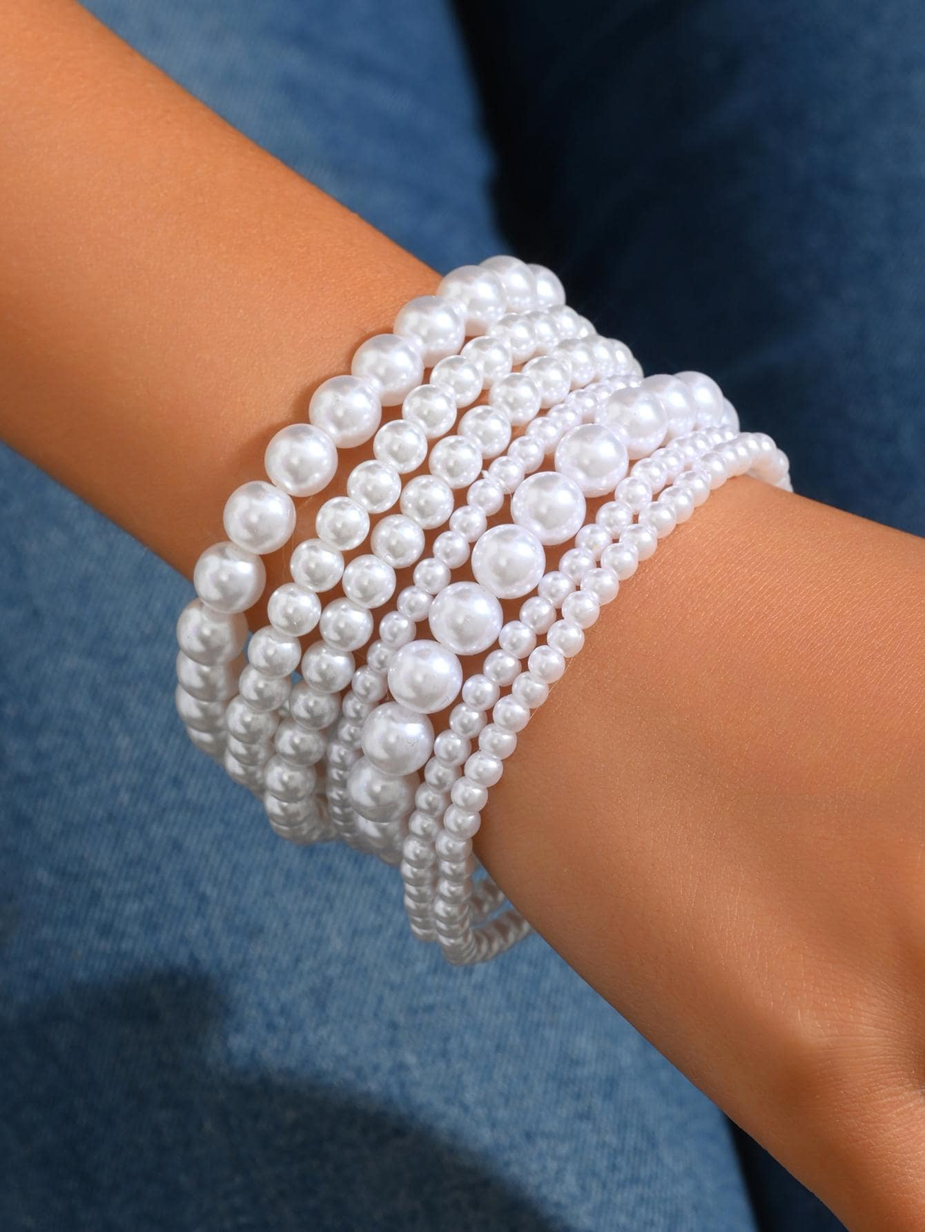7pcs/set Faux Pearl Beaded Bracelet | SHEIN