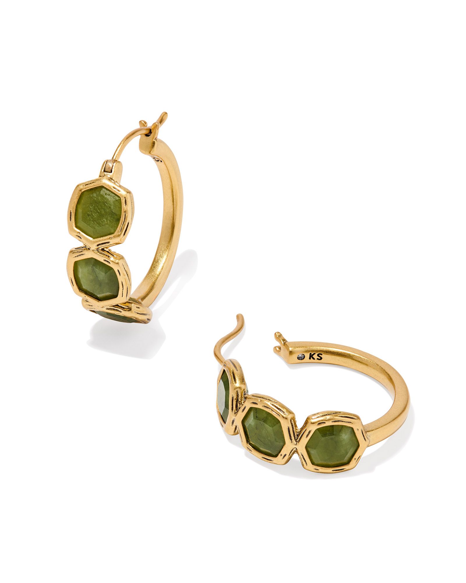 Maura Vintage Gold Hoop Earrings in Sage Serpentine | Kendra Scott