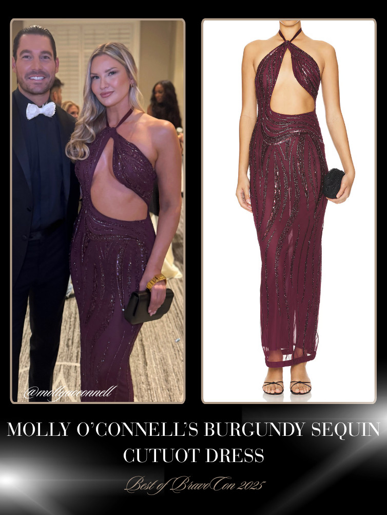 Molly O'Connell's Burgundy Sequin Cutout Dress at BravoCon 2025 📸= @mollyaoconnell 

 