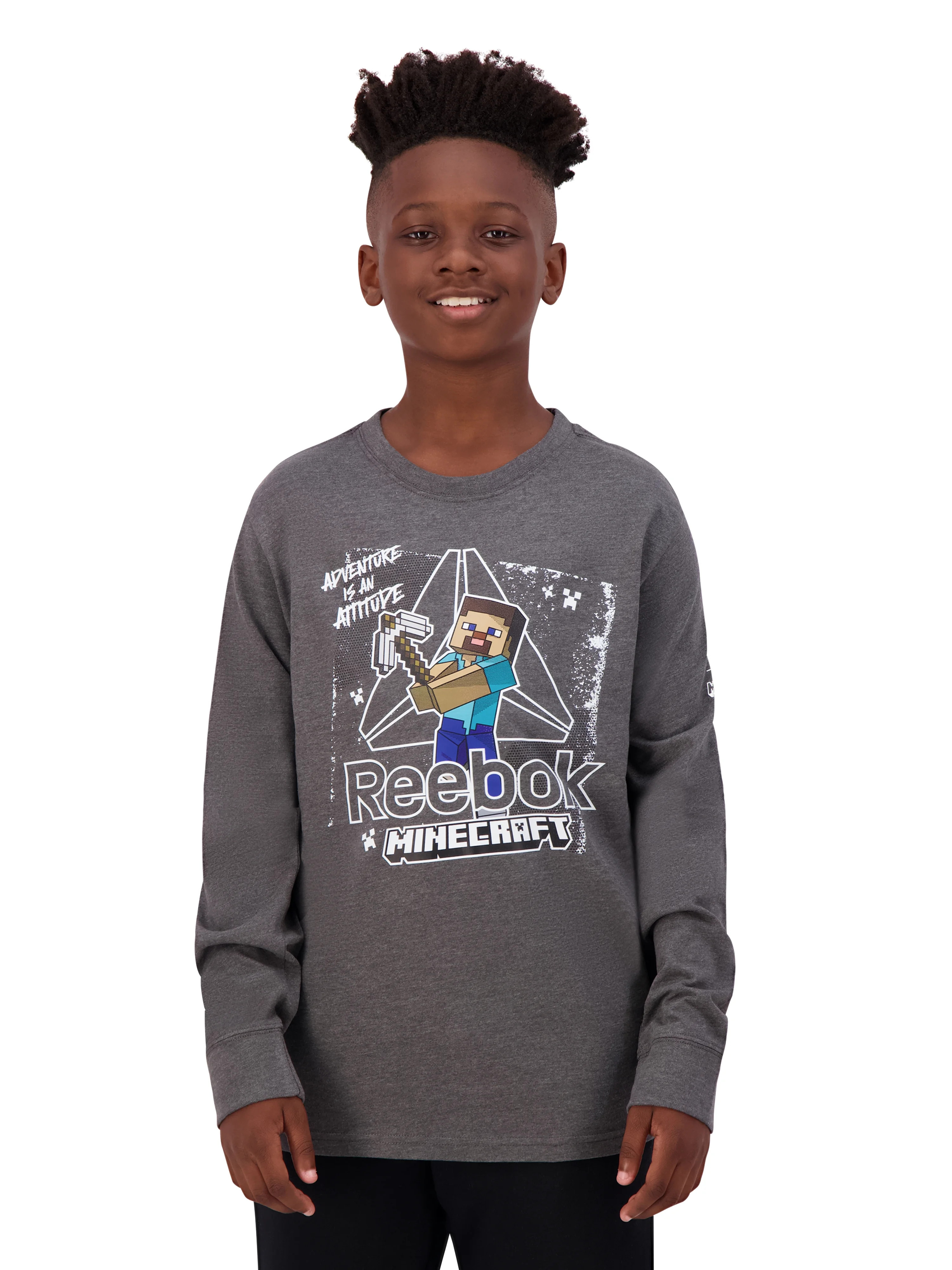 Reebok Kids Minecraft Long Sleeve Graphic Tee, Sizes 4-18 | Walmart (US)