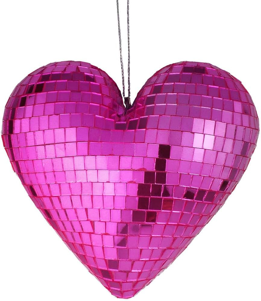 Disco Ball Heart Shaped Rainbow Disco Hanging Party Mirror Decor Retro Light Reflective Ball Love... | Amazon (US)