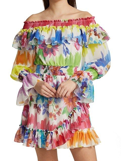 PatBO Bloom Off-The-Shoulder Minidress | Saks Fifth Avenue