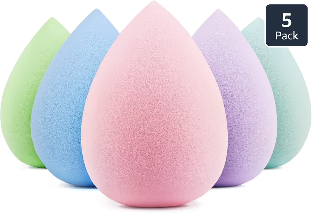 BEAKEY 5 Pcs Makeup Sponge Set, Latex-Free Makeup Sponges for Foundation, Multi-colored Boun Boun Sponges, Flawless for Liquid, Cream, and Powder | Amazon (US)