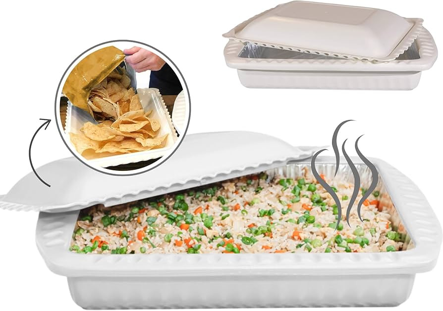 Foil Pan Holder with Lid, 9x13x2 Foil Pan Carrier w/Heat Resistant Handles, Foil Pan Supporter w/... | Amazon (US)