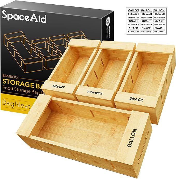 Amazon.com: SpaceAid Bag Storage Organizer for Kitchen Drawer, Bamboo Organizer, Compatible with ... | Amazon (US)