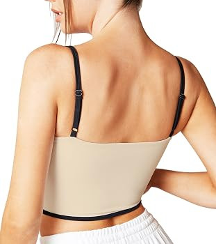 Move With You Sleeveless Spaghetti Strap Padded Sports Bra Tank Tops Square Neck Double Layer Wor... | Amazon (US)