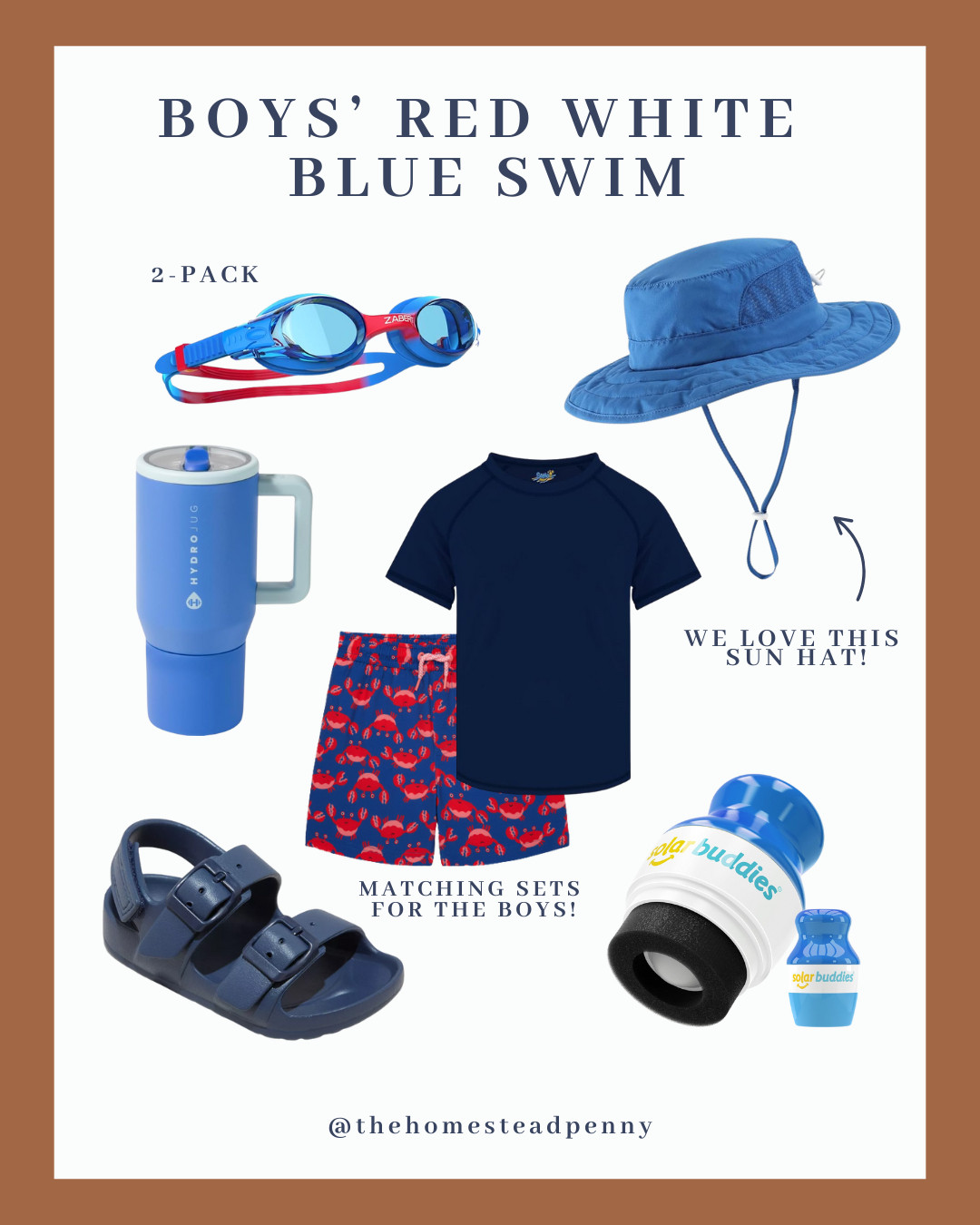 Red, white & blue swim finds for the boys that are too cute and totally ready for summer fun 💦

👦🏼 Matching swim trunks
🧢 Sun hat
🩴 Easy slip-on sandals
🕶️Goggles -- my oldest loves these even though he doesn't utilize them just yet

Linked it all here for your little firecrackers 🎆🛍️

 

 #LTKSummerEdit #LTKActive #LTKKids