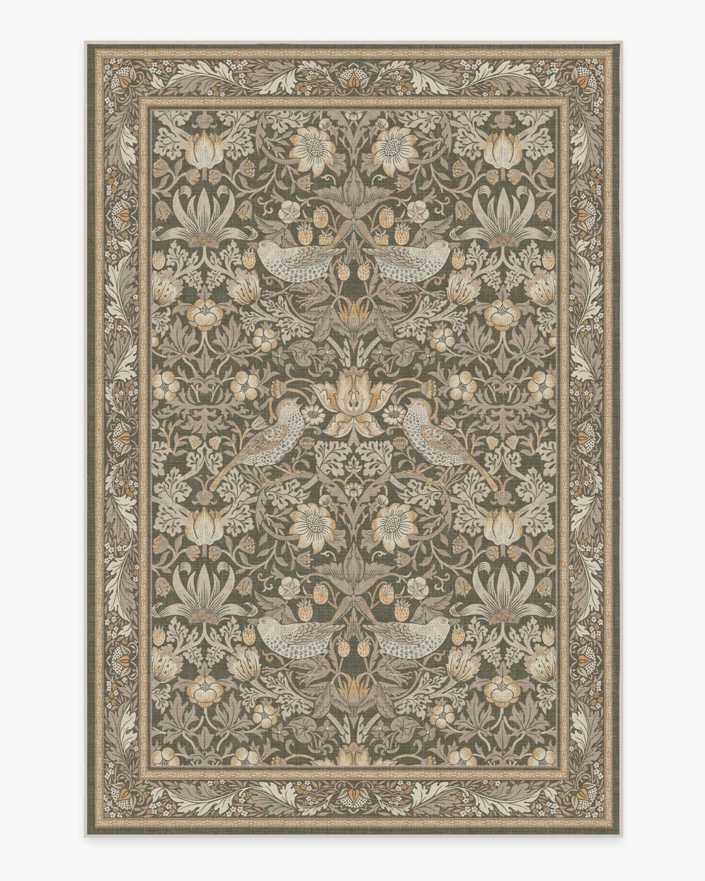 Morris & Co. Strawberry Thief Stone Gold Rug | Ruggable | Ruggable