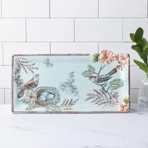 Fitz and Floyd English Garden 13.25-in Elongated Tray | Bed Bath & Beyond