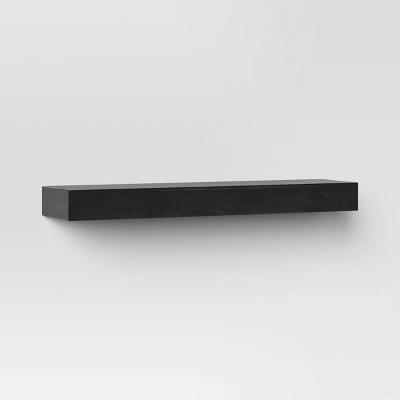 24" Floating Light Wood Shelf Black - Threshold™: Painted Wall-Mounted Storage, Includes Anchors & Brackets | Target