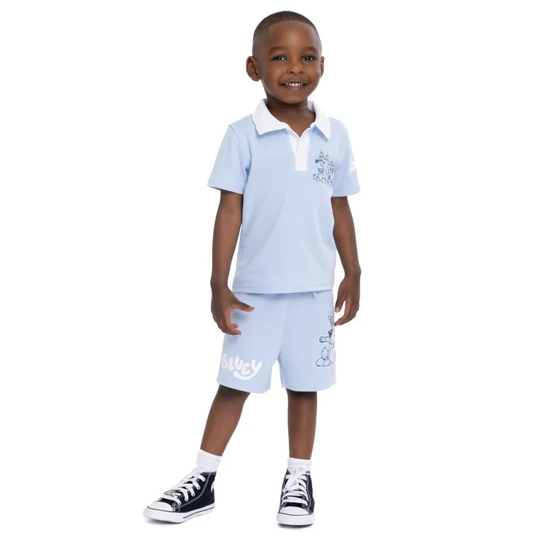 Bluey Toddler Boys Short Sleeve Polo Top and Shorts Set, 2-Piece, Sizes 2T-4T | Walmart (US)