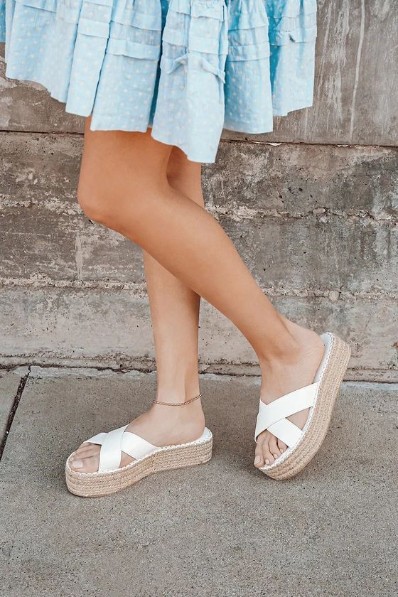 Kahli White Flatform Espadrille Sandals | Lulus (US)