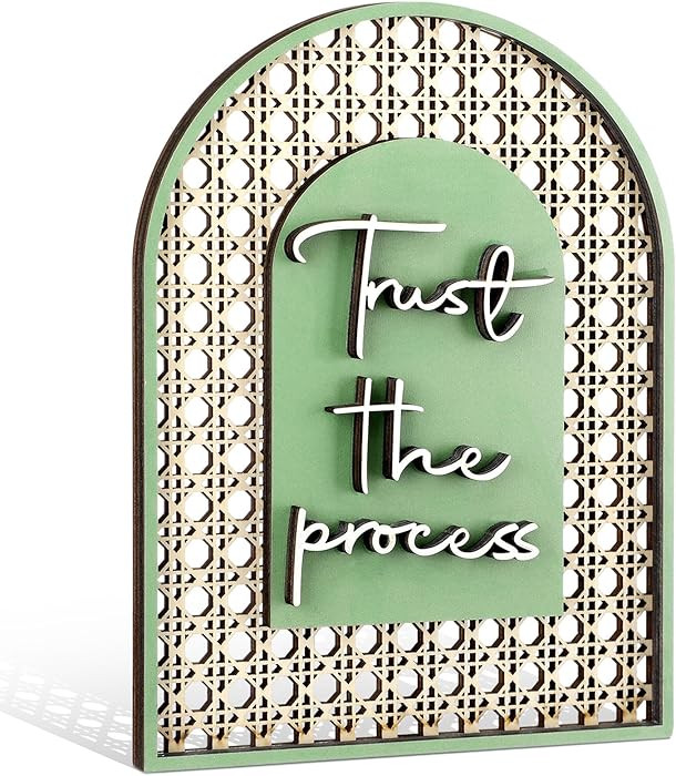 Honoson Boho Shelf Decor Trust The Process Wooden Standing Sign Inspirational Hollow Arched Table... | Amazon (US)