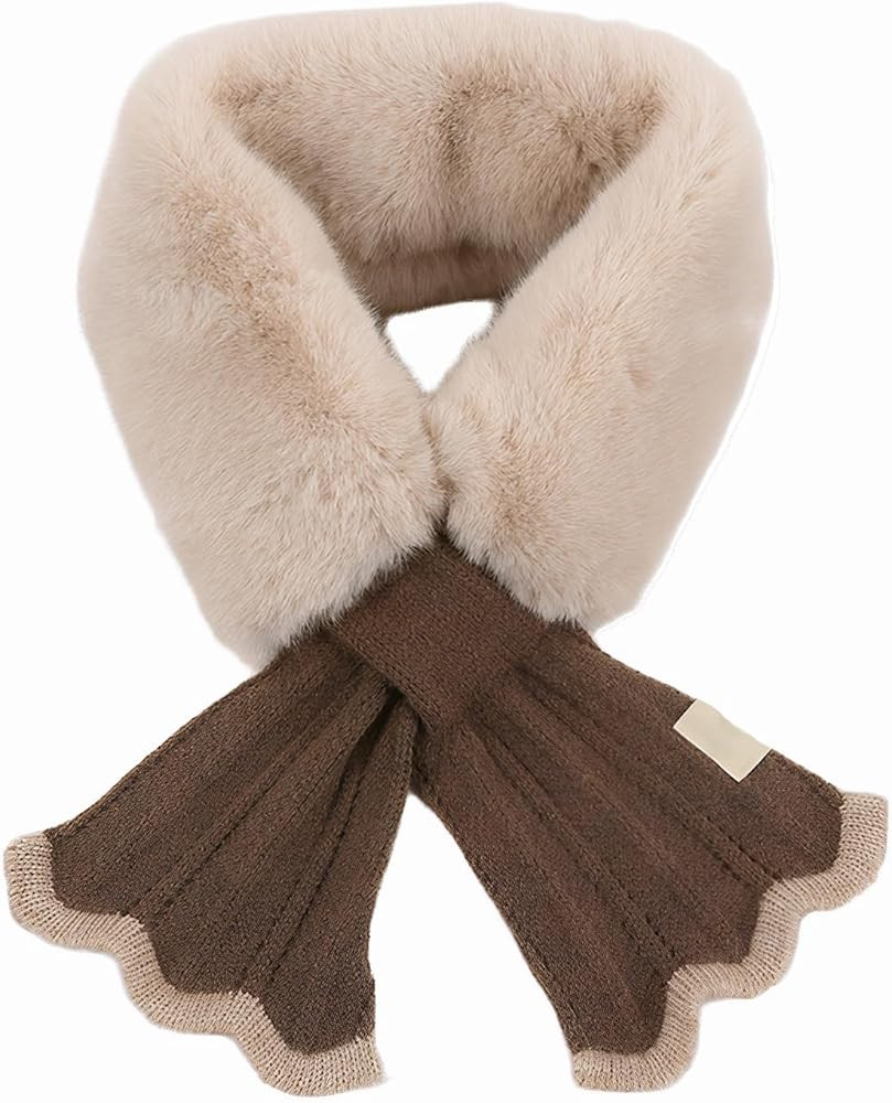 Women Winter Fluffy Plush Scarf - Womens Fur Collar Scarf for old Weather Lady Neck Warmer | Amazon (US)