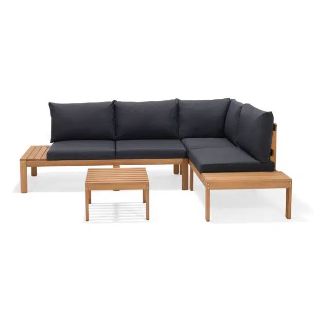 Tempo Solid Wood 4 - Person Seating Group with Cushions | Wayfair North America