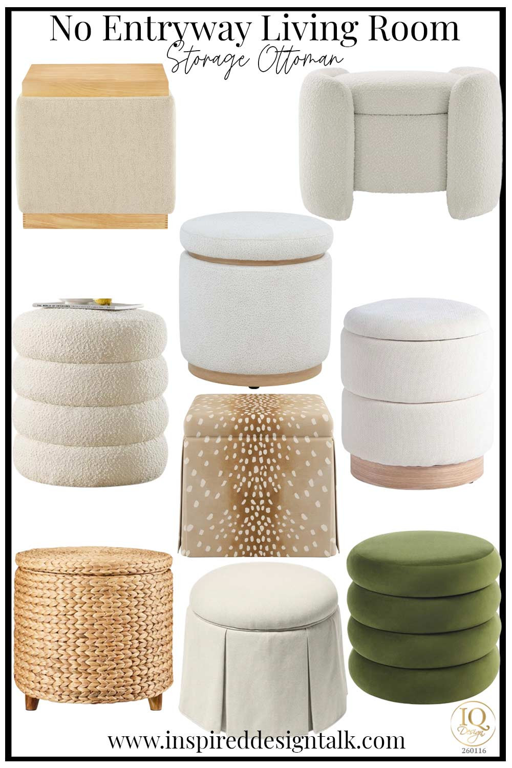 No Entryway Living Room – Storage Ottoman Ideas

When shoes pile up and you don’t have a proper foyer, storage ottomans are genius. These stylish storage ottoman ideas double as hidden shoe storage, extra seating, and soft texture in a neutral living room. Tuck two under a console table, place one near the front door, or use a pair behind a sofa to create functional zoning in an open layout. Bouclé, linen, velvet, woven, and wood-trim styles all work beautifully in modern and organic spaces. The key? Choose performance fabric and a cohesive color palette so your entry solution looks elevated — not cluttered. 

 #LTKSeasonal #LTKOver40 #LTKHome