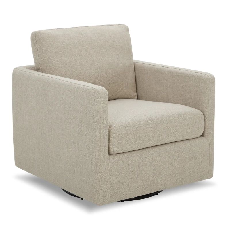 Shane Mid-Century Swivel Accent Chairs in Effie Flax | Homethreads