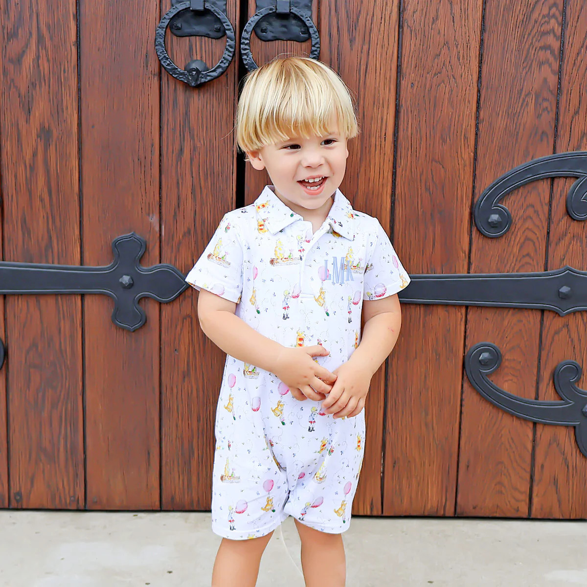 Winnie the Pooh Print Polo Romper | Classic Whimsy