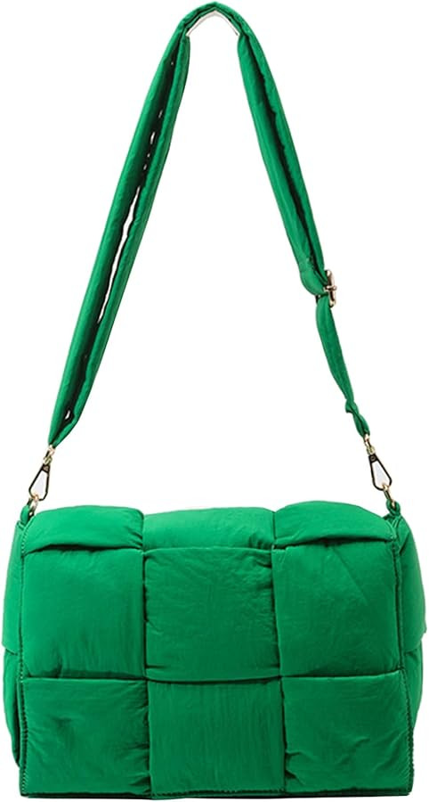 Women Shoulder Bag Puffer Crossbody Purse Designer Woven Handbag Nylon Padded Hobo Down Purse | Amazon (US)