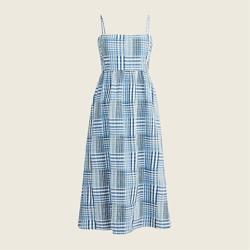 A-line midi dress in indigo patchwork | J. Crew US