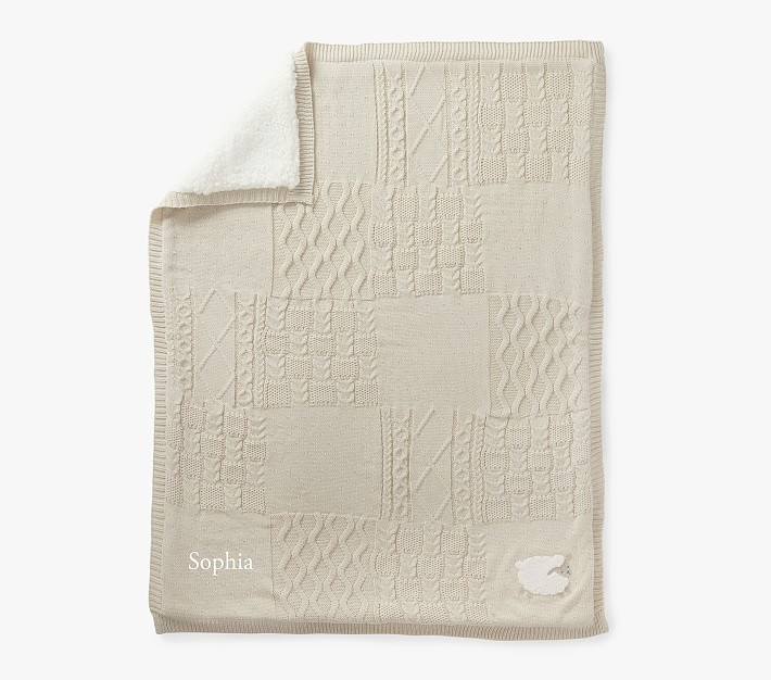 Sheep Patchwork Cable Heirloom Baby Blanket | Pottery Barn Kids