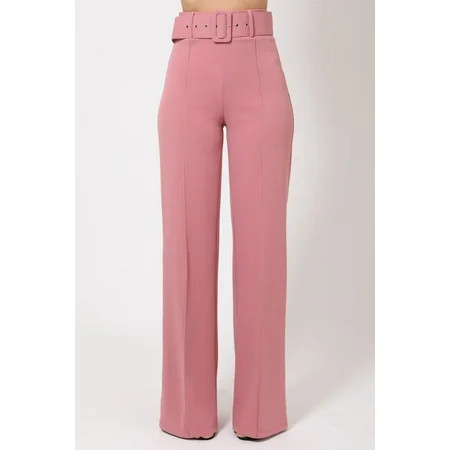 Toria High Waisted Buckle Belt Pants - Mauve | Walmart (US)