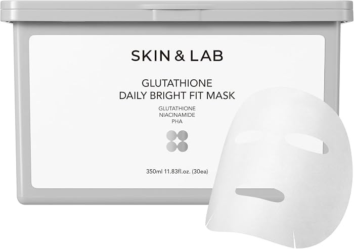 [SKIN&LAB] Glutathione Daily Fit Sheets Mask for Face 30ea, 11.83 fl oz, Radiance, Hydrating & Mo... | Amazon (US)