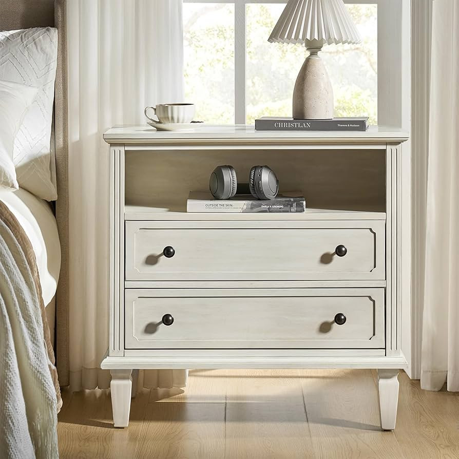 HULALA HOME Nightstand with Charging Station, Transitional End Table with USB Ports & Outlets, Fl... | Amazon (US)