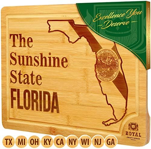 Bamboo State Cutting Board for Kitchen – Florida Cheese Board, Charcuterie Platter & Serving Tray, ( | Amazon (US)